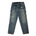 Men's Trendy Ripped Cargo Jeans Heavyweight Loose Straight Leg Tapered Trousers Retro High Street Style_mkmklike.com
