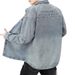 Men's Denim Collar For Spring Autumn, Teenage Student Shirt, Loose And Thin, Trendy Long Sleeved Shirt Jacket_mkmklike.com