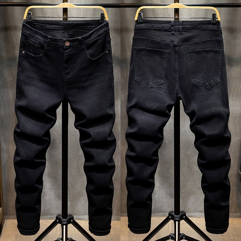 Fattened Plus Size Jeans Wholesale Four Seasons Versatile Elastic Light Business Jeans Men's Simple Retro Jeans_mkmklike.com