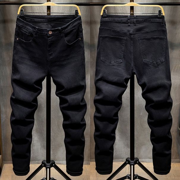Fattened Plus Size Jeans Wholesale Four Seasons Versatile Elastic Light Business Jeans Men's Simple Retro Jeans_mkmklike.com