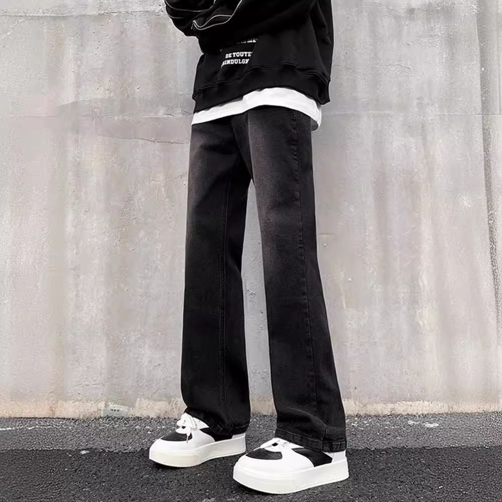 Men's Clothing Black Gradient Flared Jeans High Street Style Straight Leg Slim Fit Long Pants Vibe For Men And Women Spring Collection Retro_mkmklike.com