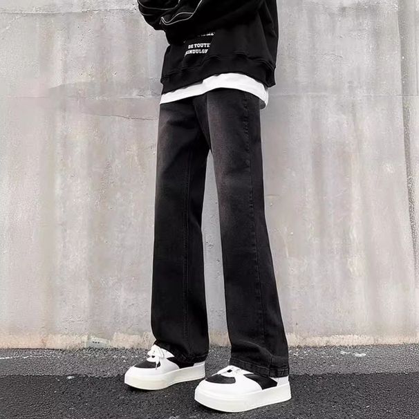 Men's Clothing Black Gradient Flared Jeans High Street Style Straight Leg Slim Fit Long Pants Vibe For Men And Women Spring Collection Retro_mkmklike.com