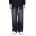 Men's Retro Style Lightweight Distressed Jeans High Street Washed Elastic Waist Straight Leg Wide Leg Long Pants Trendy Spring Autumn_mkmklike.com