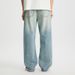 Men's Clothing Men's Ice Silk Ripped Jeans - Summer Breathable Straight Leg Pants, American Style Loose Fit Lyocell Wide Leg Trousers (Light Blue)_mkmklike.com