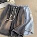 Men's Cotton Denim Shorts | Relaxed Fit Elastic Waist Casual Shorts For Summer, Loose Straight Leg Streetwear Shorts_mkmklike.com