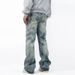Men's Clothing Women's Summer Trendy Couple Washed Jeans Men's Dirty Dye Loose Straight Pants_mkmklike.com