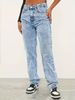 Women's Clothing Light Blue High Waist Loose Comfortable Slim Fit Fashion Straight Casual Denim Trousers_mkmklike.com