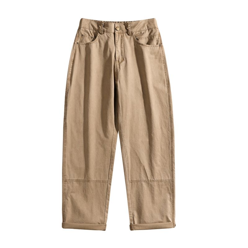 Men's Deconstructed Washed Jeans – Distressed Workwear Style, Loose Straight-Leg Denim Pants With Vintage Finish_mkmklike.com