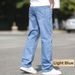 Men's Straight Fit Jeans - Classic Washed Denim Pants For Casual Wear, Comfortable Cotton Trousers With Button Fly (Multiple Colors & Sizes)_mkmklike.com