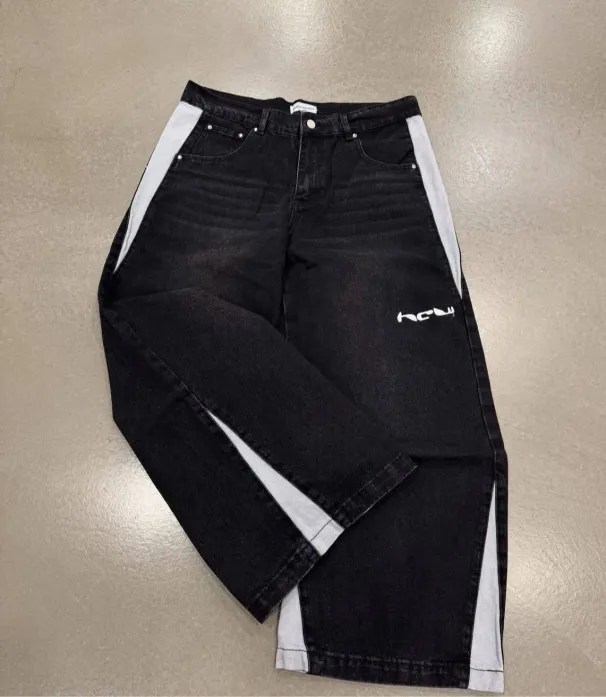 Men's HCW Jeans Oversize Retro Y2K Harajuku Striped Baggy Trousers High Street Hip Hop Streetwear Casual Personality_mkmklike.com
