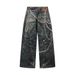 3D Digital Chain Print Vintage Jeans Punk Wasteland Trendy Design Niche Loose Wide-Leg Pants For Men_mkmklike.com