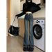 ELLE Cement Gray Retro Flared Jeans For Women, Autumn Winter 2025 New Style, Fleece Lined, Thickened, High Waist, Slim Fit,_mkmklike.com