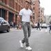 Men's Slim Fit Straight Leg Trousers Snowflake Pattern American Retro CleanFit High Street Style for Commuting_mkmklike.com