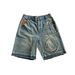 Unisex Vintage Washed Denim Shorts – Relaxed 5-Inch Inseam (Distressed Blue/Faded Grey, S-2XL) | 90s Streetwear & Hip-Hop Styling_mkmklike.com