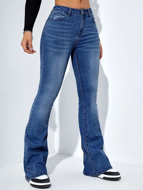 Women's Clothing High Waist Straight Jeans Slim Fit Slim Elastic Flared Pants_mkmklike.com