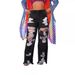 Trendy Distressed Ripped Jeans For Women - High Waist Straight Leg Denim Pants With Floral Embroidery - Comfortable Stretch Fabric_mkmklike.com