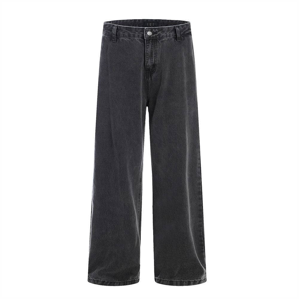 Vintage Jeans For Men Punk Loose Wide-Leg Straight Long Vibe Street Fashion Simple Versatile Dad Pants_mkmklike.com