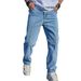 Men's Clothing Trendy Washed Straight-Leg Jeans For Men - Loose Fit Denim Pants With Artistic Paint Details & Low-Rise Design_mkmklike.com