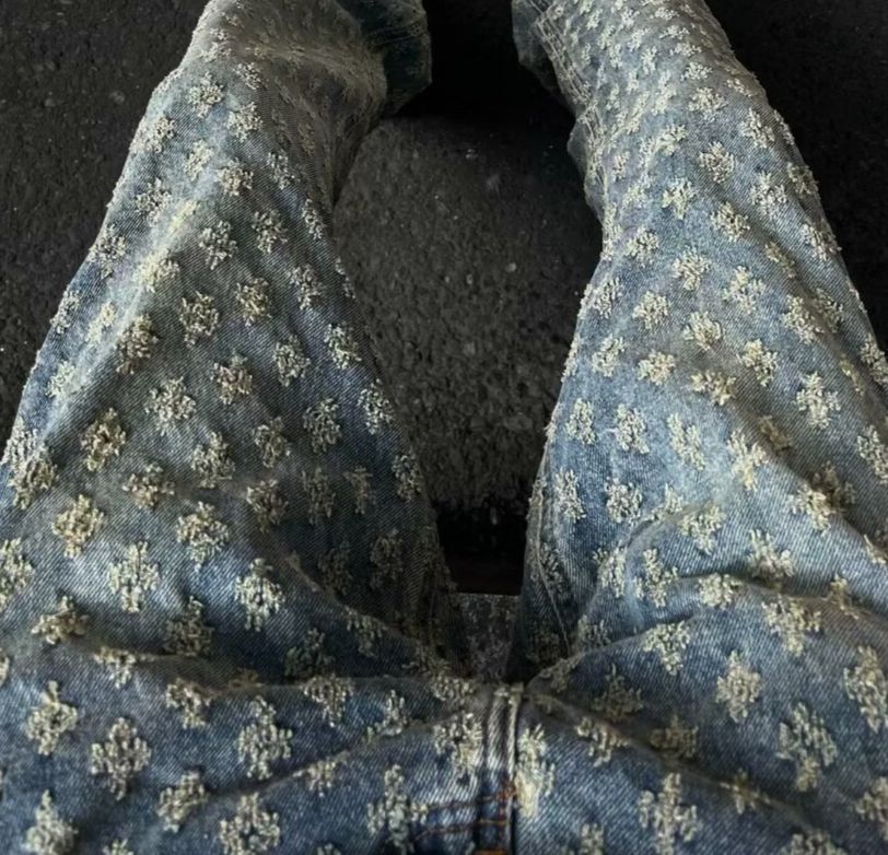 Men's Clothing Fashion brand European and American street pants American high street vibe design niche ripped jeans men's loose straight_mkmklike.com