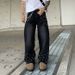 New Trendy Brand Loose Straight Black American High Street Style Jeans_mkmklike.com