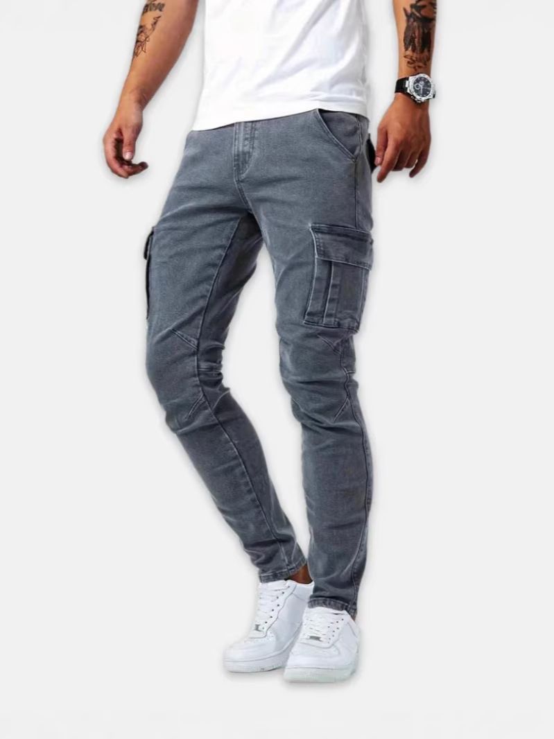 Slim Fit Men's Jeans Stretch Denim Pants With Pockets - Skinny Tapered Leg For Casual & Street Style_mkmklike.com