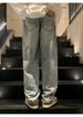 Men's Five Pointed Star Jeans High Street Style Straight Leg Loose Wide Leg Pants Summer Trendy_mkmklike.com