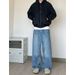 Vintage Washed Denim Jeans For Men – 90s Baggy Streetwear Pants (60% Cotton) – Relaxed Fit Straight-Leg With Dragging Hem For Hip-Hop & Y2K Style_mkmklike.com