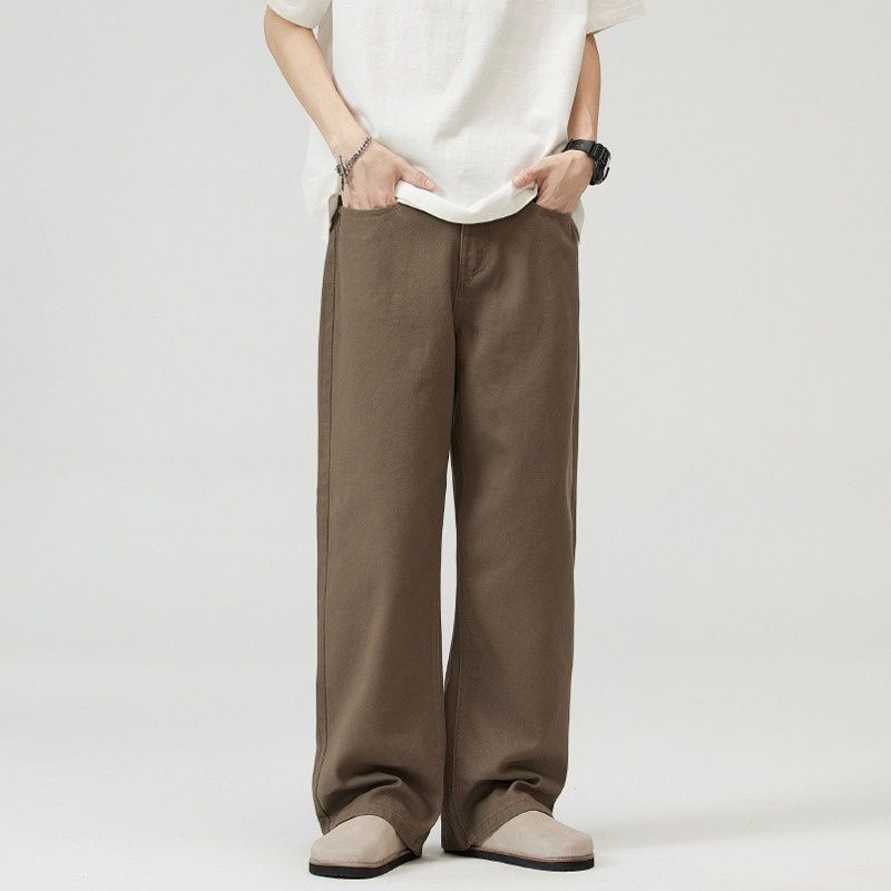 BOY Autumn Melard Jeans For Men 2025 New Simple Versatile High-End Loose Straight Wide-Leg Casual Pants_mkmklike.com