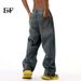 EF JEANS | 2024 New American Street Old Retro Coated Washed Jeans Straight Mopping Casual_mkmklike.com