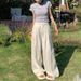 In-stock Wholesale And Dropshipping Of American Retro Loose Wide-leg Pants, White, Drapey, Breathable, Versatile_mkmklike.com