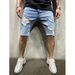 Men's Light Blue Ripped Denim Shorts - Casual Streetwear Jeans With Straight Leg & Mid Rise - Summer Fashion For Youth_mkmklike.com