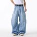 "Men's High Street Washed Ripped Jeans – Relaxed Wide-Leg Fit With Distressed Details (Summer Streetwear, Vintage Fading, Comfortable & Stylish)"_mkmklike.com