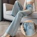Hot Diamond Flared Jeans For Women 2025 Spring Wear High End Rhinestones Small Hot Girl Heavy Duty Horseshoe Flared Pants_mkmklike.com