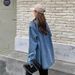 Chicco Chicco Street Style Workwear Denim Jacket Women, Spring And Autumn New Korean Version, Plus Size Loose Long Sleeve Casual Shirt_mkmklike.com