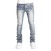 Men's Clothing Men's denim fashion personality straight men's pants fashion ins hot style elastic pearl denim layered men's pants_mkmklike.com