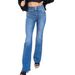 Women's Clothing High Waist Straight Leg Double Button Jeans - Classic Blue, Dark Blue & Black - Stretch Denim Comfort Fit (XS-3XL)_mkmklike.com