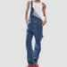 Pure Size Couple Outfit European And American Men's Suspender Jumpsuit Ripped Denim Workwear Long Pants_mkmklike.com