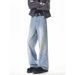 Men’s Colorful Checkered Straight-Leg Jeans – Retro Vibe Stretch Denim Pants For Casual & Streetwear (Blue, Sizes S- To 3XL)_mkmklike.com