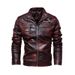 Men's leather jacket pu leather jacket European and American motorcycle clothing fleece leather jacket men_mkmklike.com