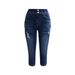 Women's Stretch High-Waisted Cropped Jeans – Slim Fit Denim Capri With Pocket Detail (Dark Blue, S-XL, Comfortable Plus Size Summer Pants)_mkmklike.com
