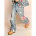 Patchwork Jeans For Women – Trendy Wide-Leg Denim Pants With Relaxed Fit & Unique Design Flattering High Waist_mkmklike.com