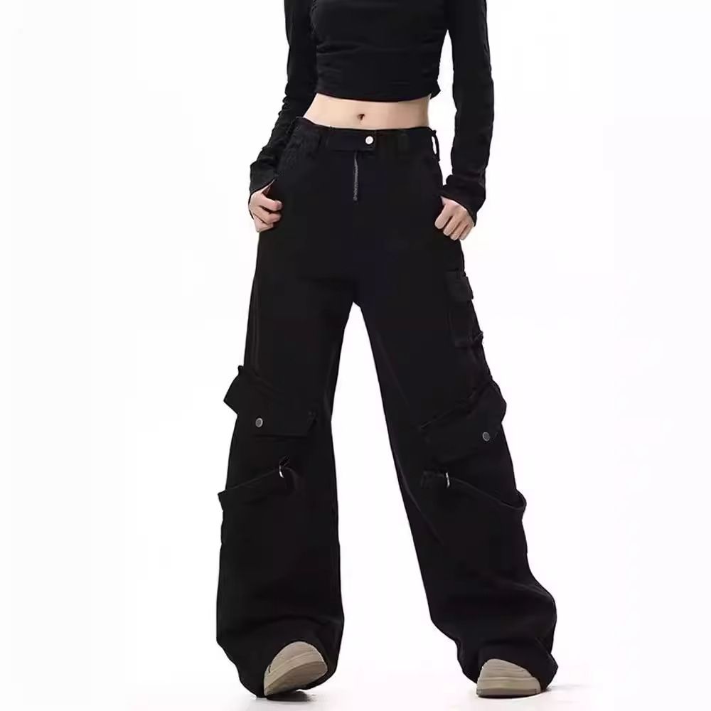 2024 Niche High-End Design Cargo Jeans Men Loose Large Pocket High Street Vibe Pants_mkmklike.com