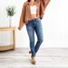 Women's Slim Fit Stretch Denim Jeans - Mid Rise Straight Leg Skinny Pants For Petite Mid Waist Elastic Slim Fit Straight Denim Pencil Pants_mkmklike.com