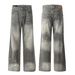 Men's Clothing Retro 2025 High Grade Washed Dirty Inkjet Design Loose Men's Flared Denim Trousers_mkmklike.com