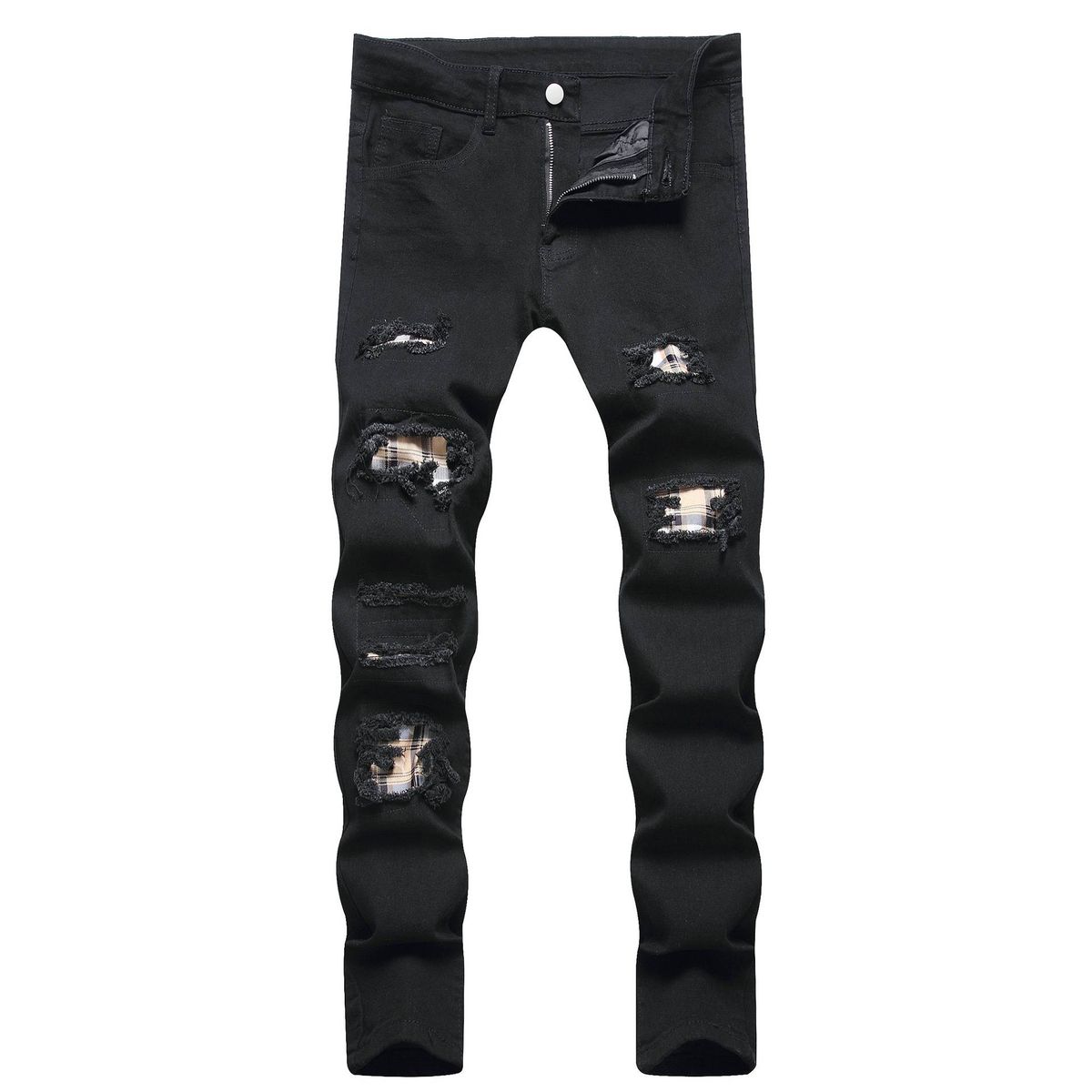 Men's Ripped Jeans - Distressed Denim Pants For Casual Streetwear, Slim Fit Stretch Comfort_mkmklike.com