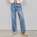 Women's High Waist Straight Leg Jeans - Relaxed Fit Wide Leg Bootcut Denim Pants With Side Button Detail_mkmklike.com