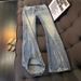Men's Black Lightning Wash Slim Fit Straight Leg Jeans With Slight Flare For Autumn Winter Fashion_mkmklike.com