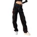 Women's Fashion Street Style Multi-Pocket Cargo Straight Leg High Waist Slimming Loose Khaki Jeans_mkmklike.com