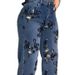 Retro Rose Print Jeans – High-Waisted Straight Leg Pants With Embroidered Sequins For Edgy Glam Fashion Trends_mkmklike.com