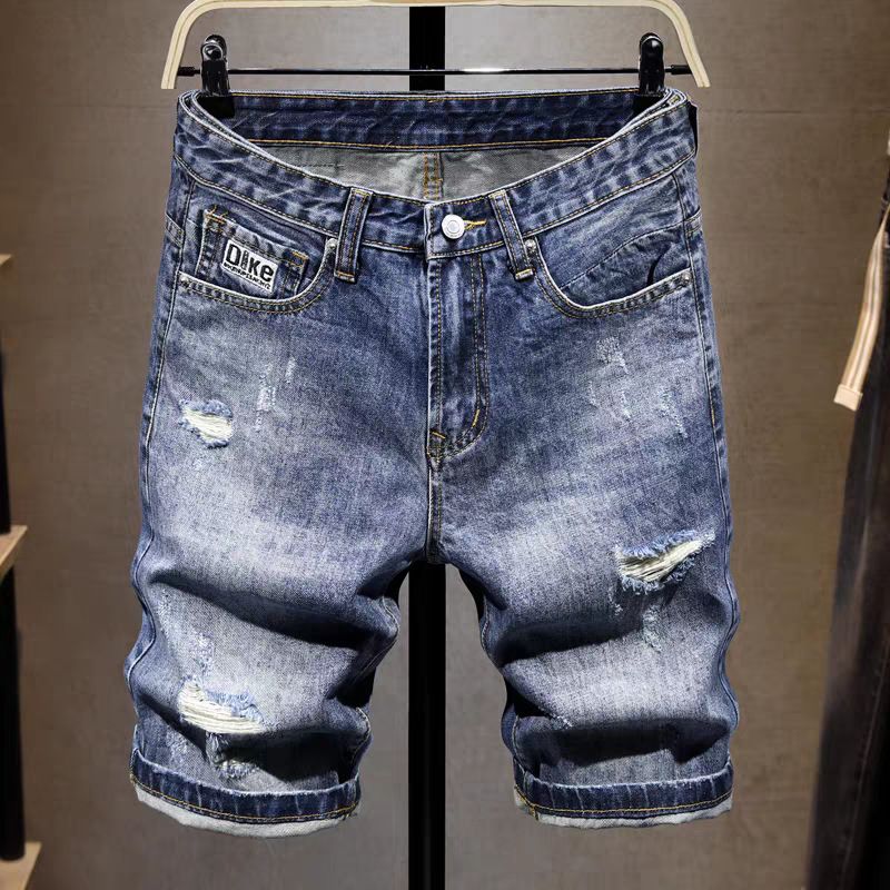 Men's Clothing Elastic Denim Shorts Men's Summer New Slim Straight Pants High Street Versatile Pants Fashion Trend_mkmklike.com